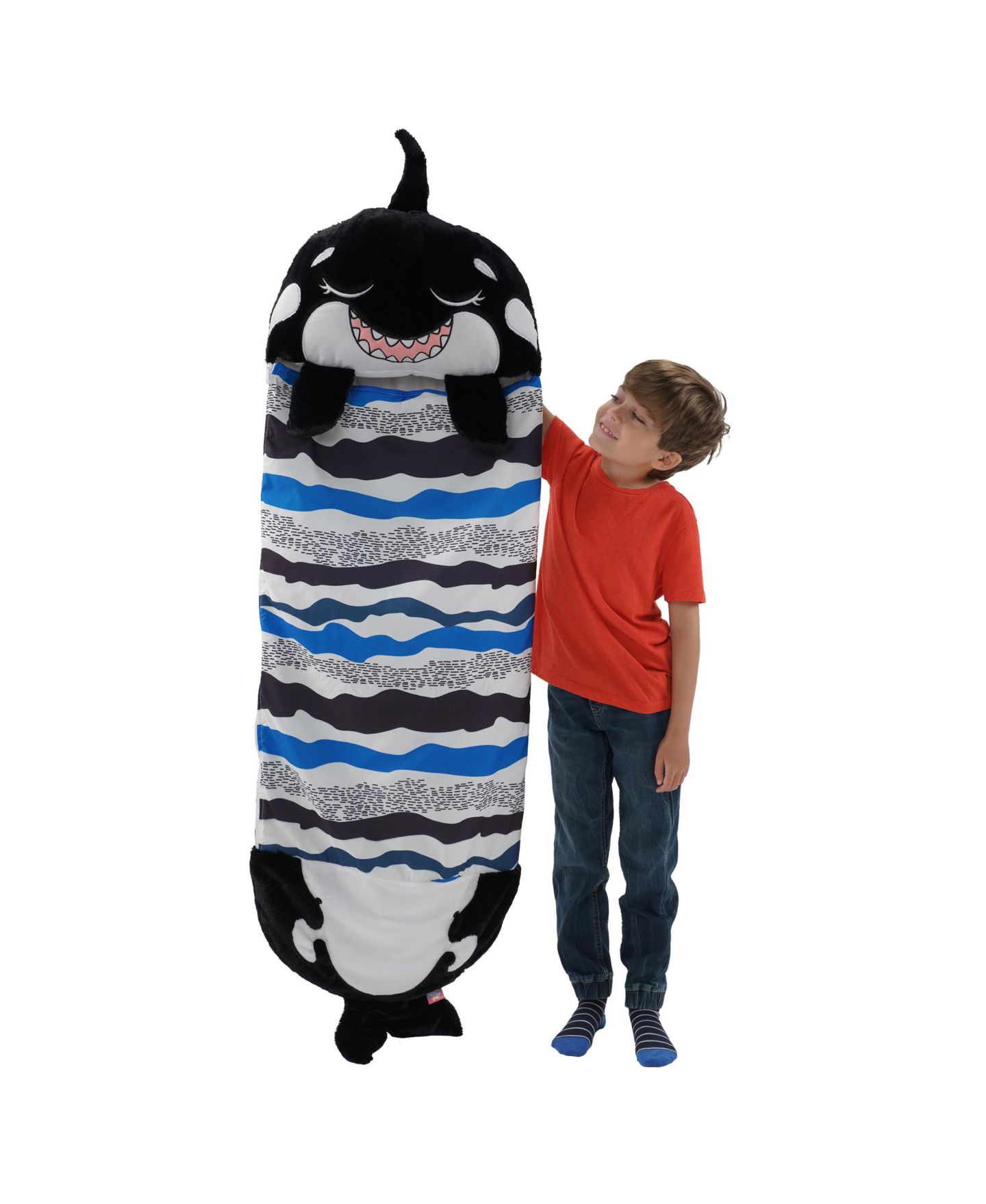 Детские мягкие игрушки Happy Nappers Ozzy The Shark Medium 2-in-1 Weighted-Arms Pillow and Sleeping Bag — фото 8
