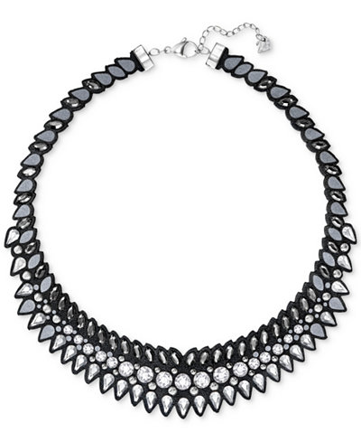 Swarovski Silver-Tone Slake Pulse Crystal Collar Necklace
