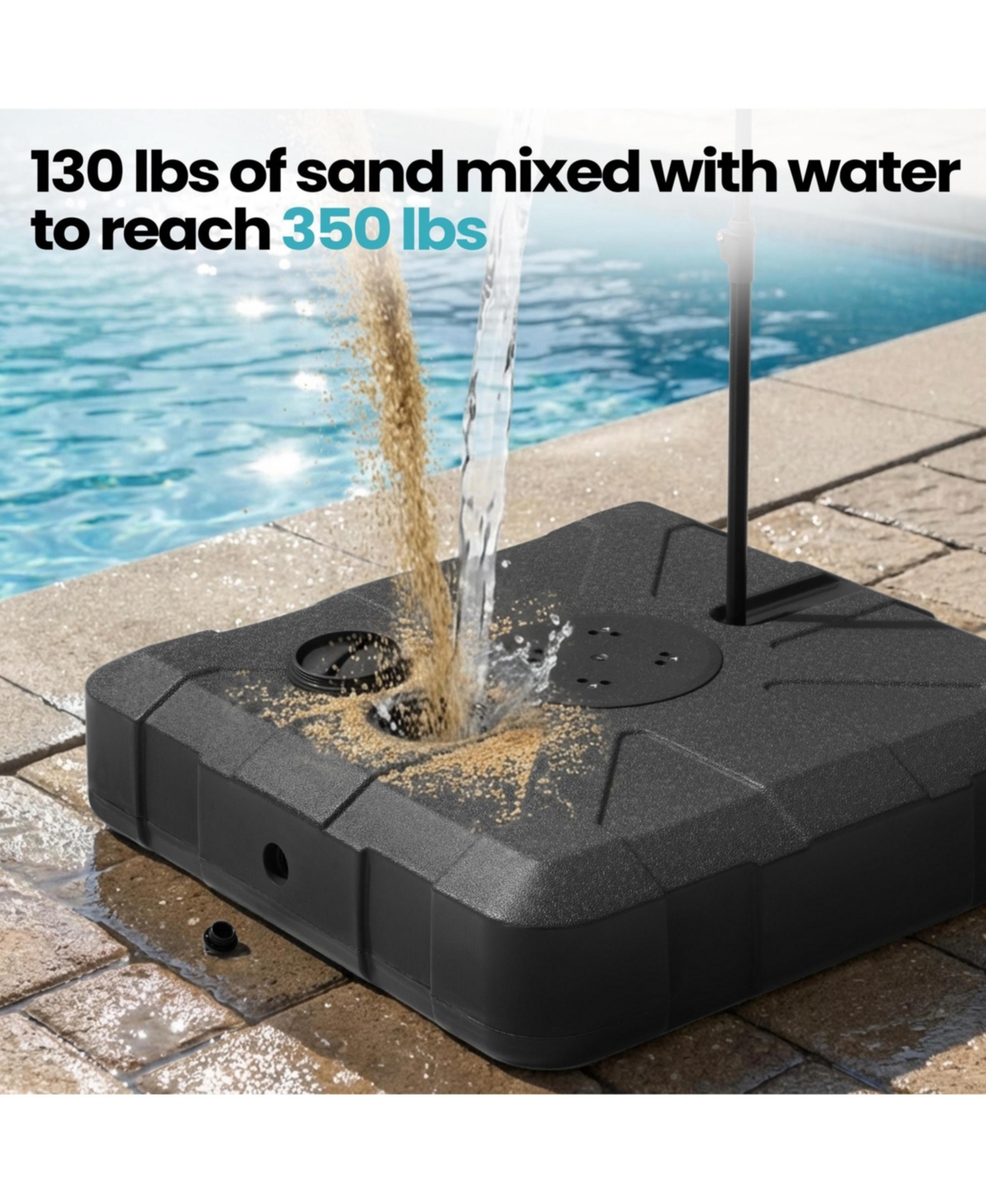 Pellebant Heavy-Duty Patio Cantilever Umbrella Base with 4-Wheels and Pull Rod Sand/Water Filled