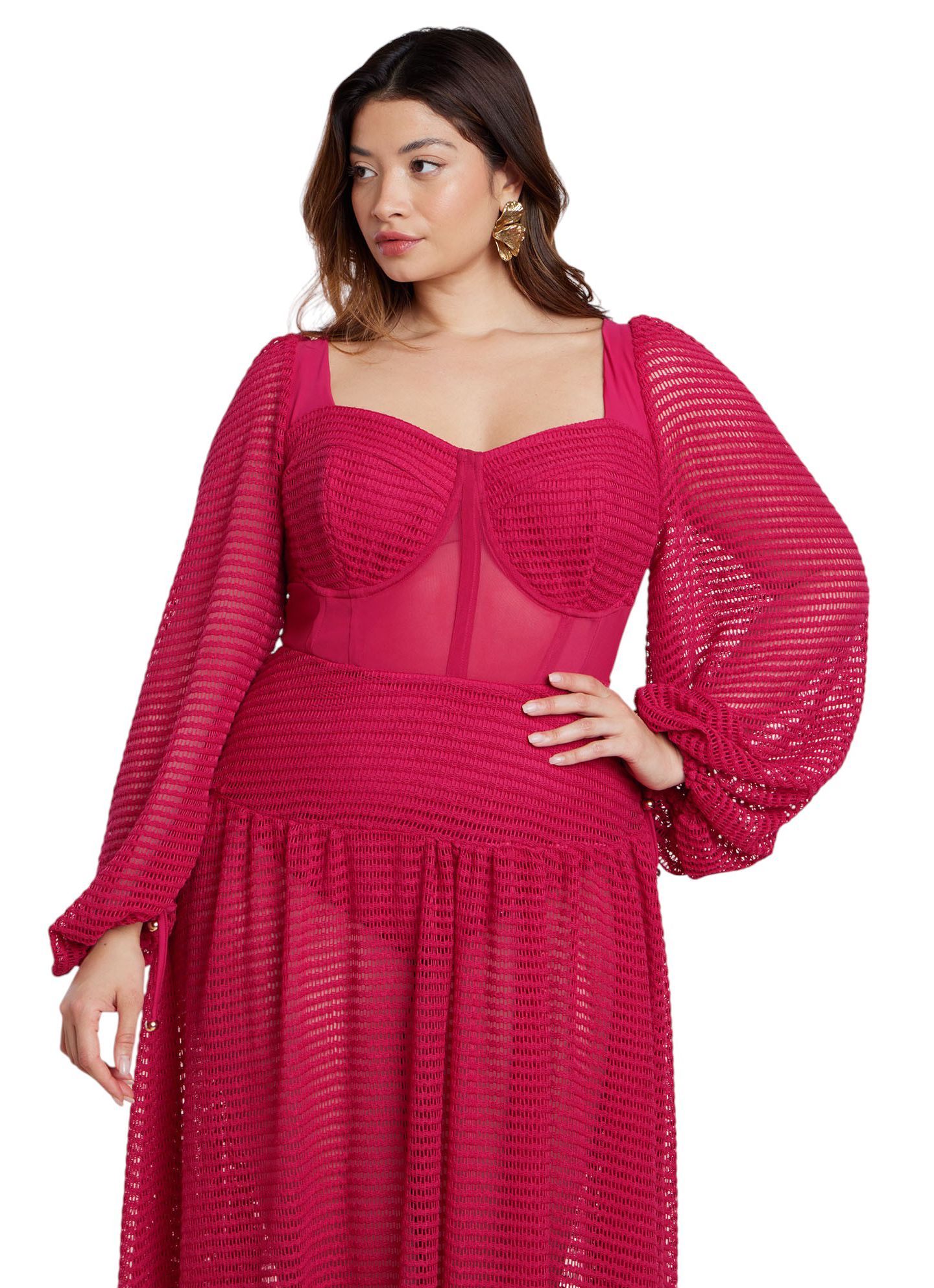 Женские платья Plus Size PatBO x ELOQUII Corset Waist Maxi, цвет: Розовый — фото 3
