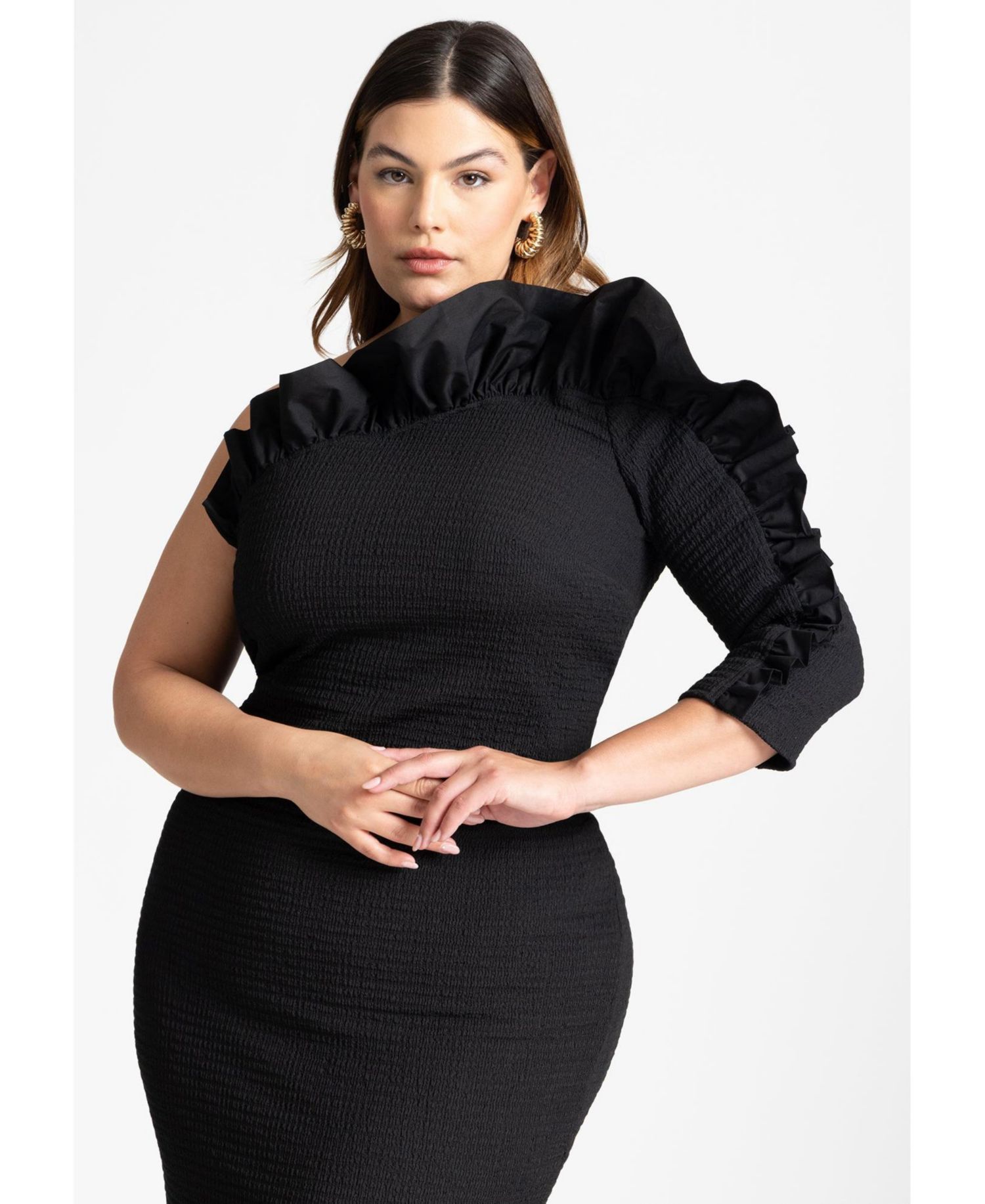 Women's Popcorn Ruffle Column Dress