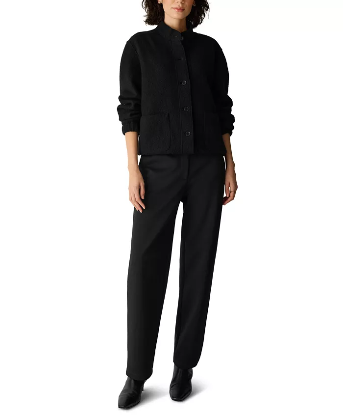 Women's Stand Collar Boiled Wool Short Jacket - thumbnail 2