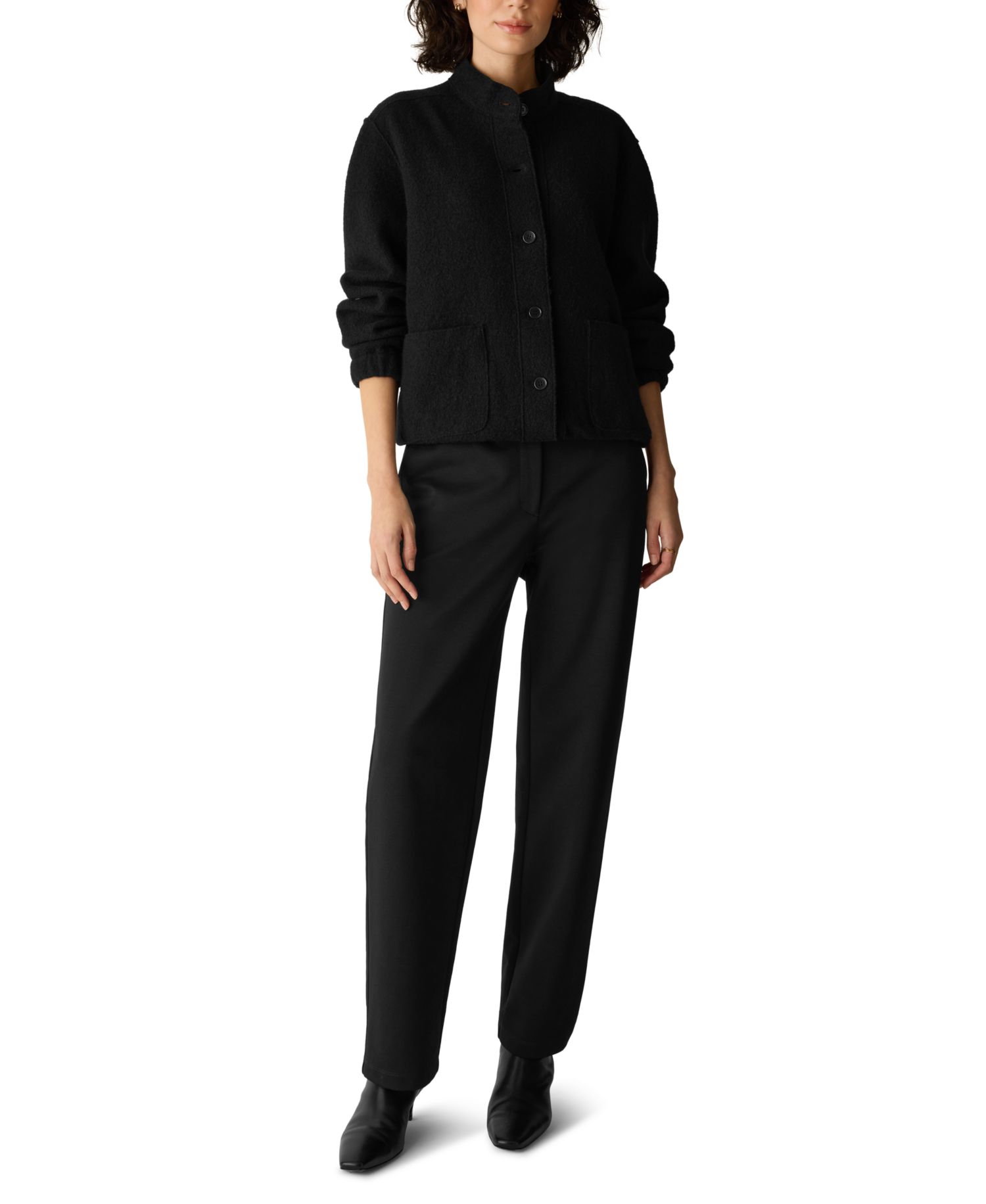 Women's Stand Collar Boiled Wool Short Jacket