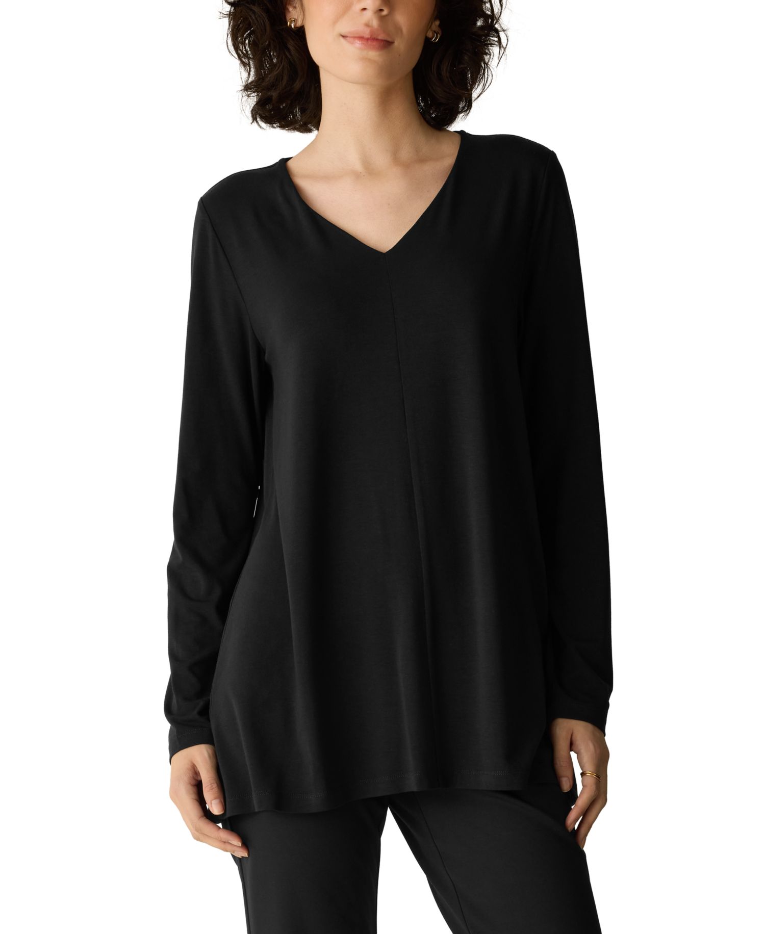 Women's Lyocell V-Neck Long-Sleeve Tunic