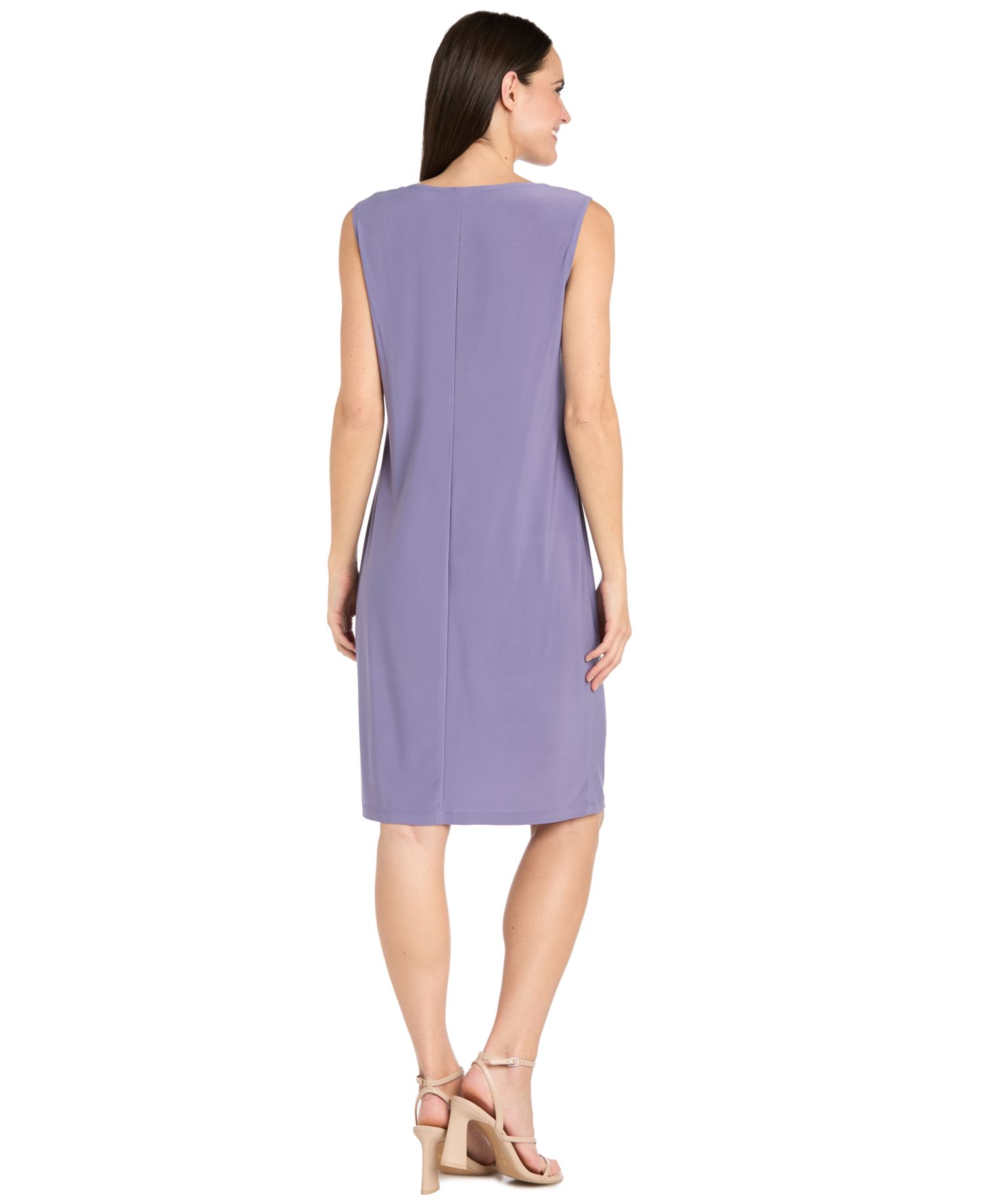 Petite Two Piece Printed Scoop Neck Sleeveless A-Line 2-Piece Dress and Jacket