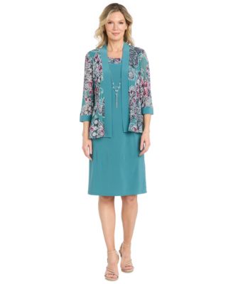 Petite Knee-Length 2-Piece Removable-Jacket Dress and Jacket Set