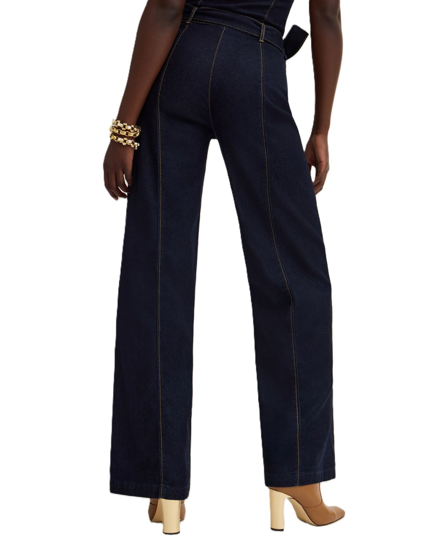 Women's Emory Sleeveless Halter Wide-Leg Denim Jumpsuit