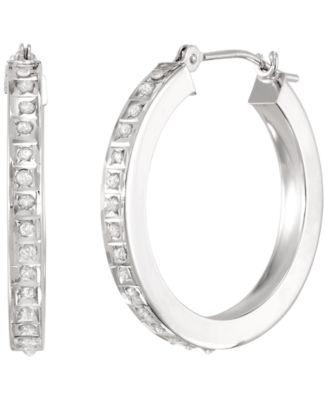 Diamond Round Hoop Earrings (0.01 ct. t.w.) in 10k White Gold