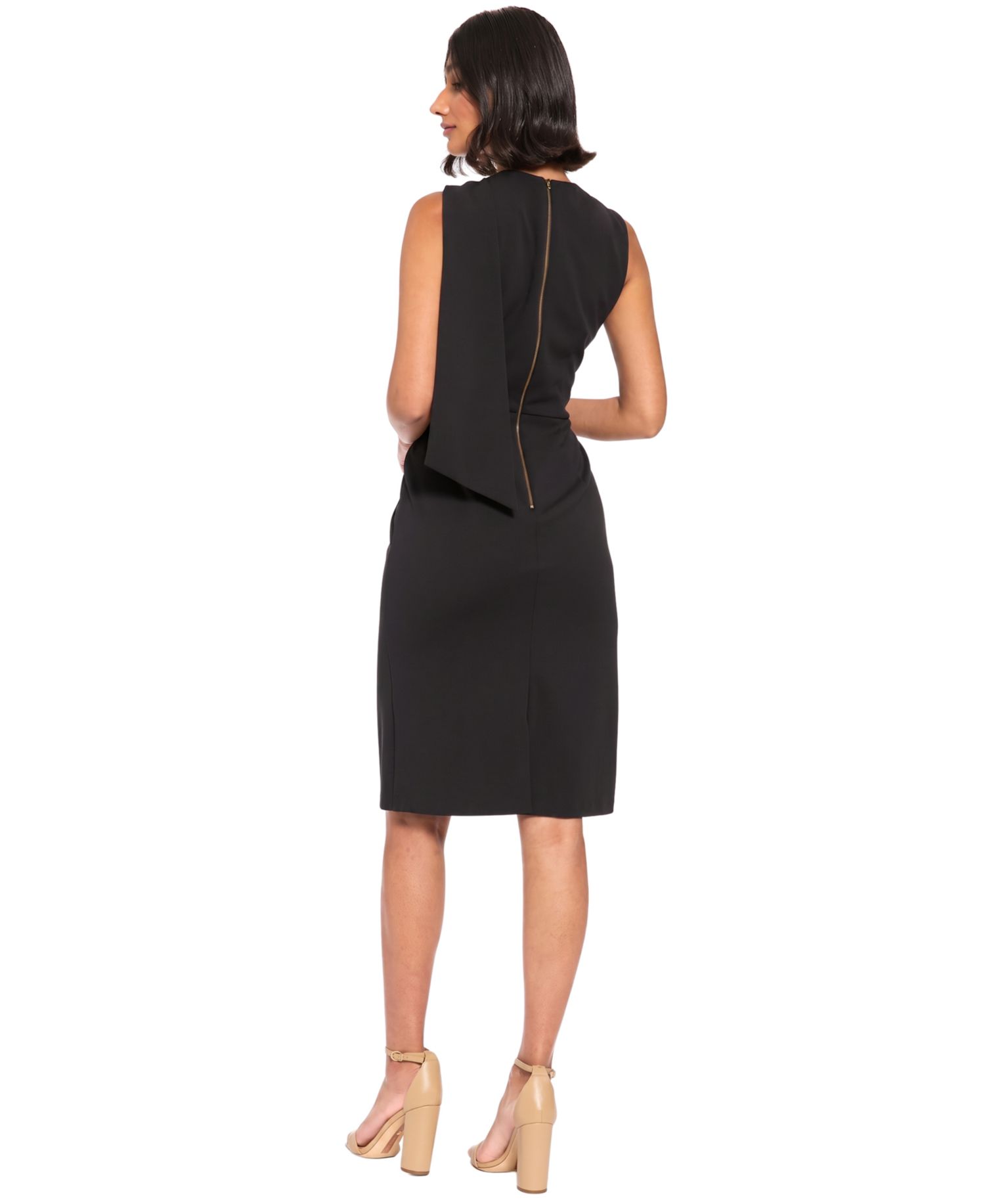 Petite Midi Asymmetrical-Neckline Dress