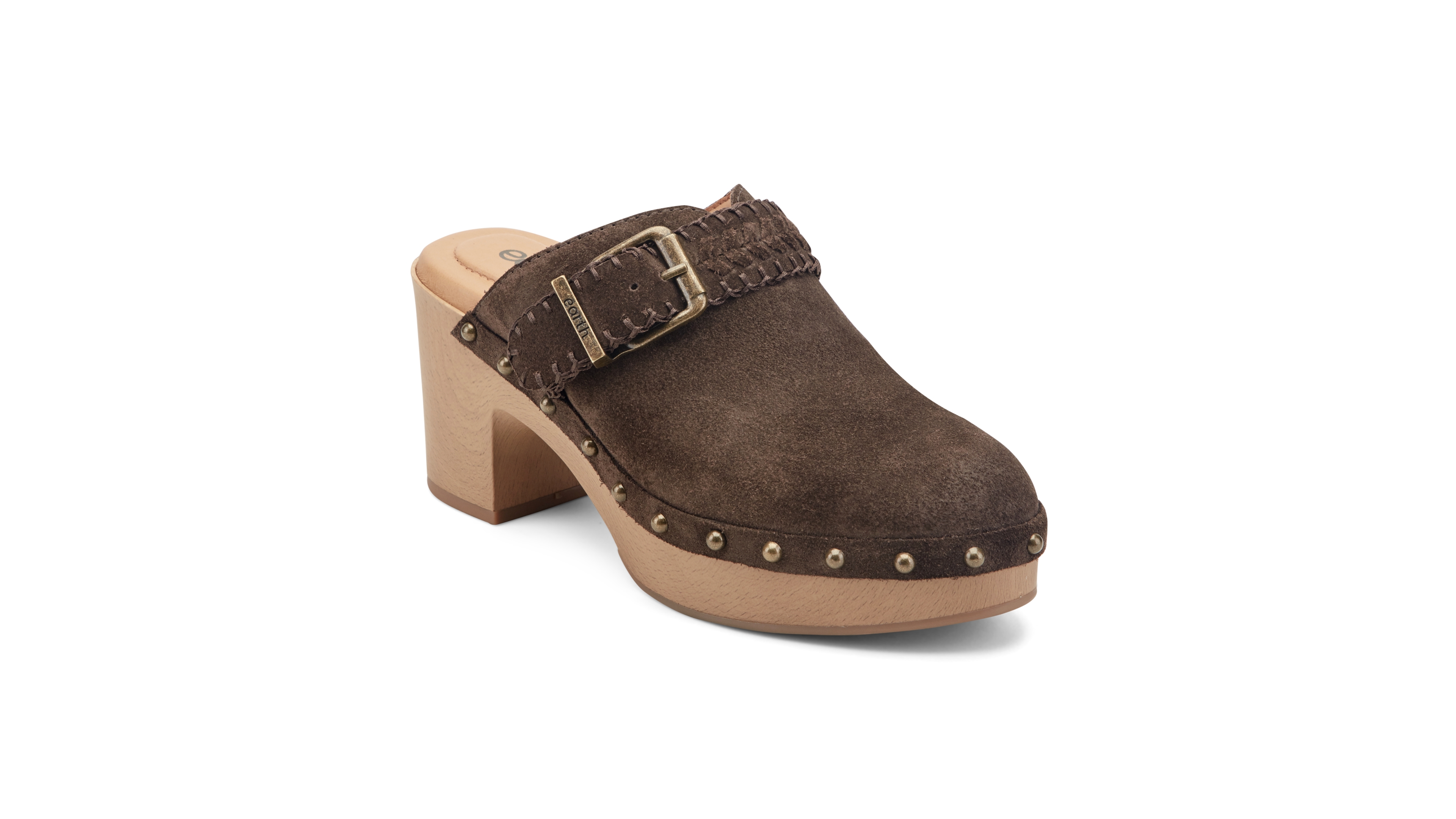 Earth Women's Gilly Suede Studded Block Heel Clogs