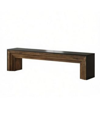 Modern Rustic Entryway Bench with Brown Wood Finish and Black Edges