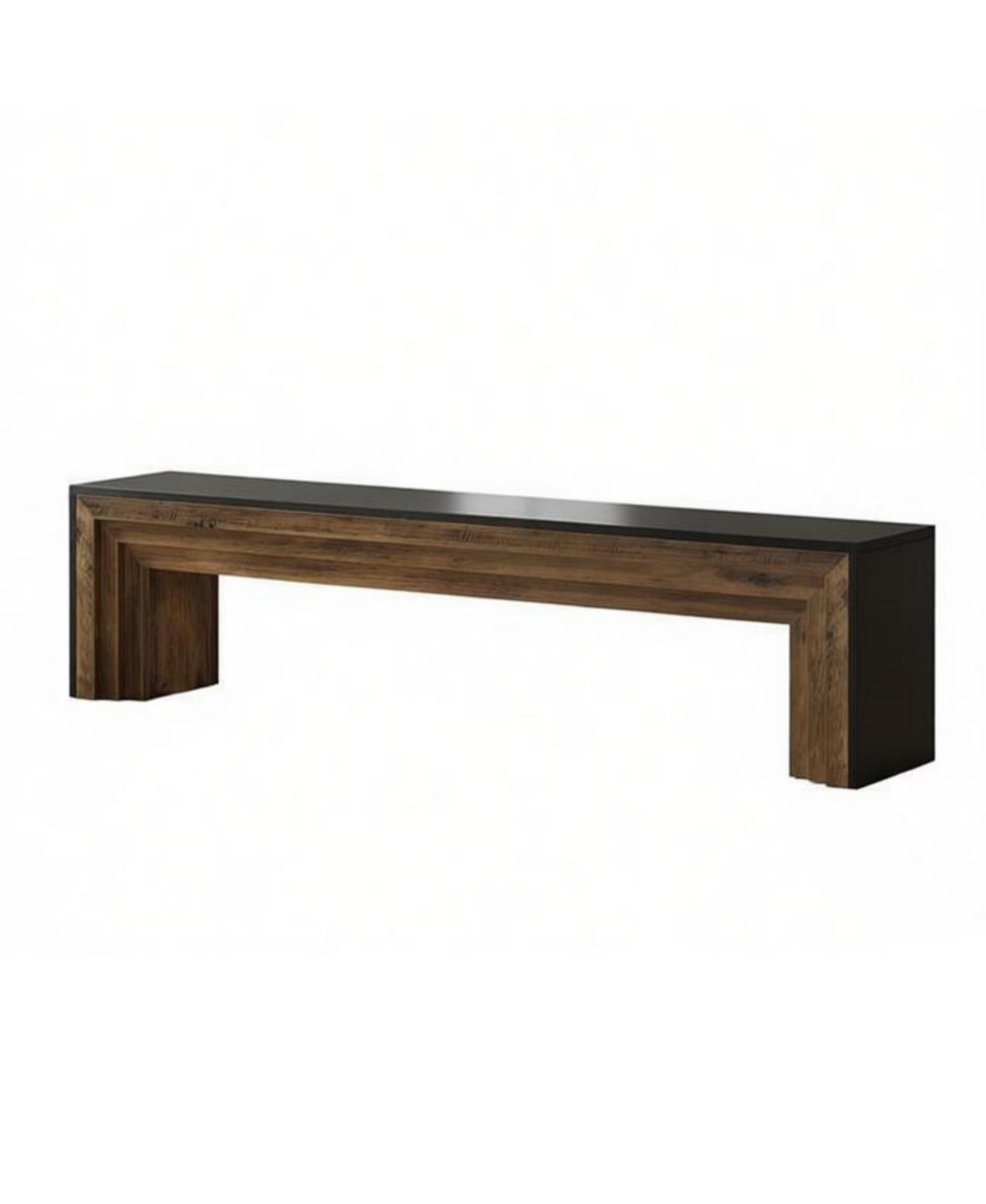 Slickblue Modern Rustic Entryway Bench with Brown Wood Finish and Black Edges - Rustic Brown, Black