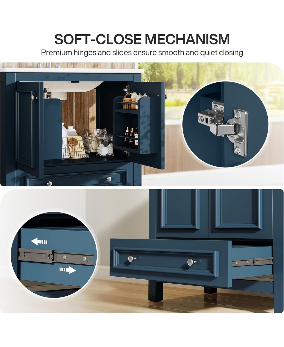 Tribesigns 30" Bathroom Vanity with Sink with 2 Doors and 1 Drawer