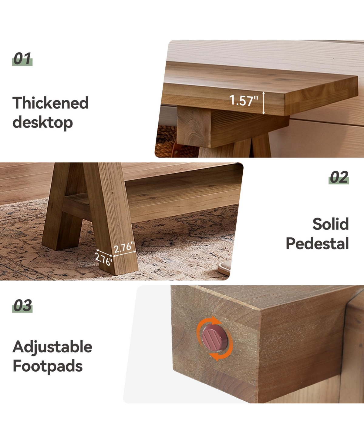 Tribesigns 63" Solid Wood Entryway Bench, Farmhouse Dining Bench