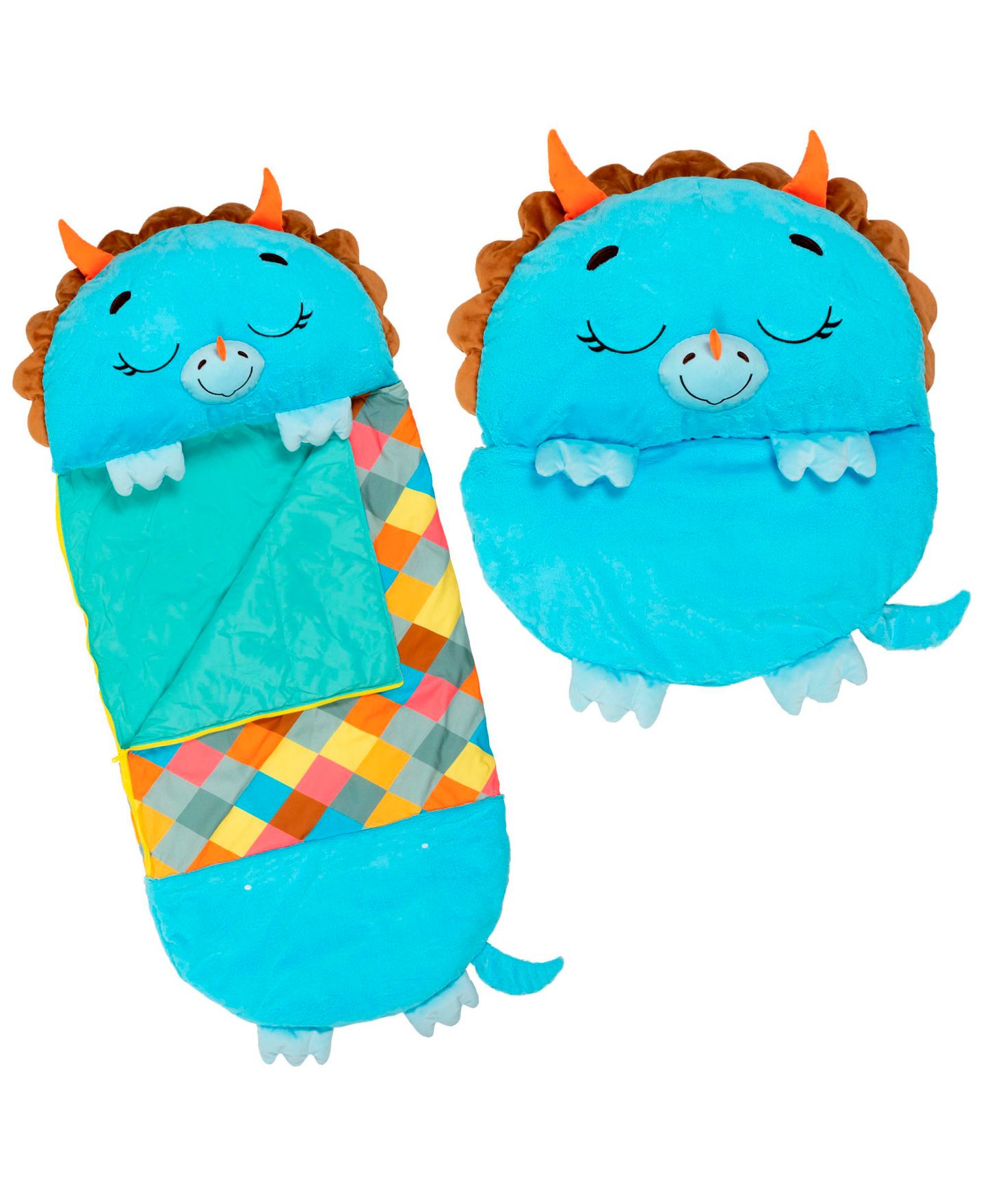 Детские мягкие игрушки Happy Nappers Triceratops Timmy Medium Pillow and Sleep Sack, цвет: Синий — фото 2