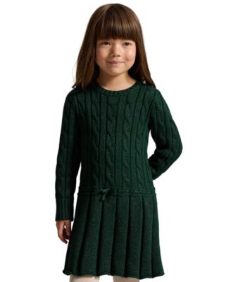 Girls' 2T-6X Metallic Cable-Knit Cotton Sweater Dress