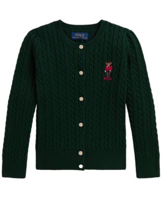 Girls' 2T-6X Polo Bear Mini-Cable Cardigan