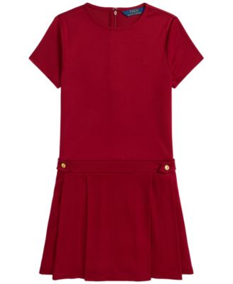 Girls' 7-16 Pleated Ponte Short-Sleeve Dress