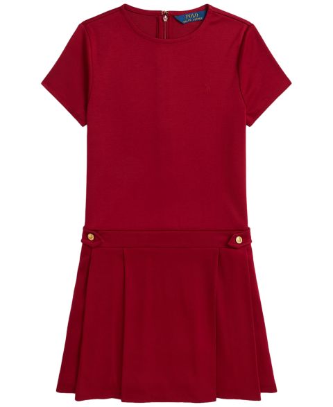Платье Polo Ralph Lauren Pleated Ponte Short-Sleeve Dress для девочек, цвет: Красный