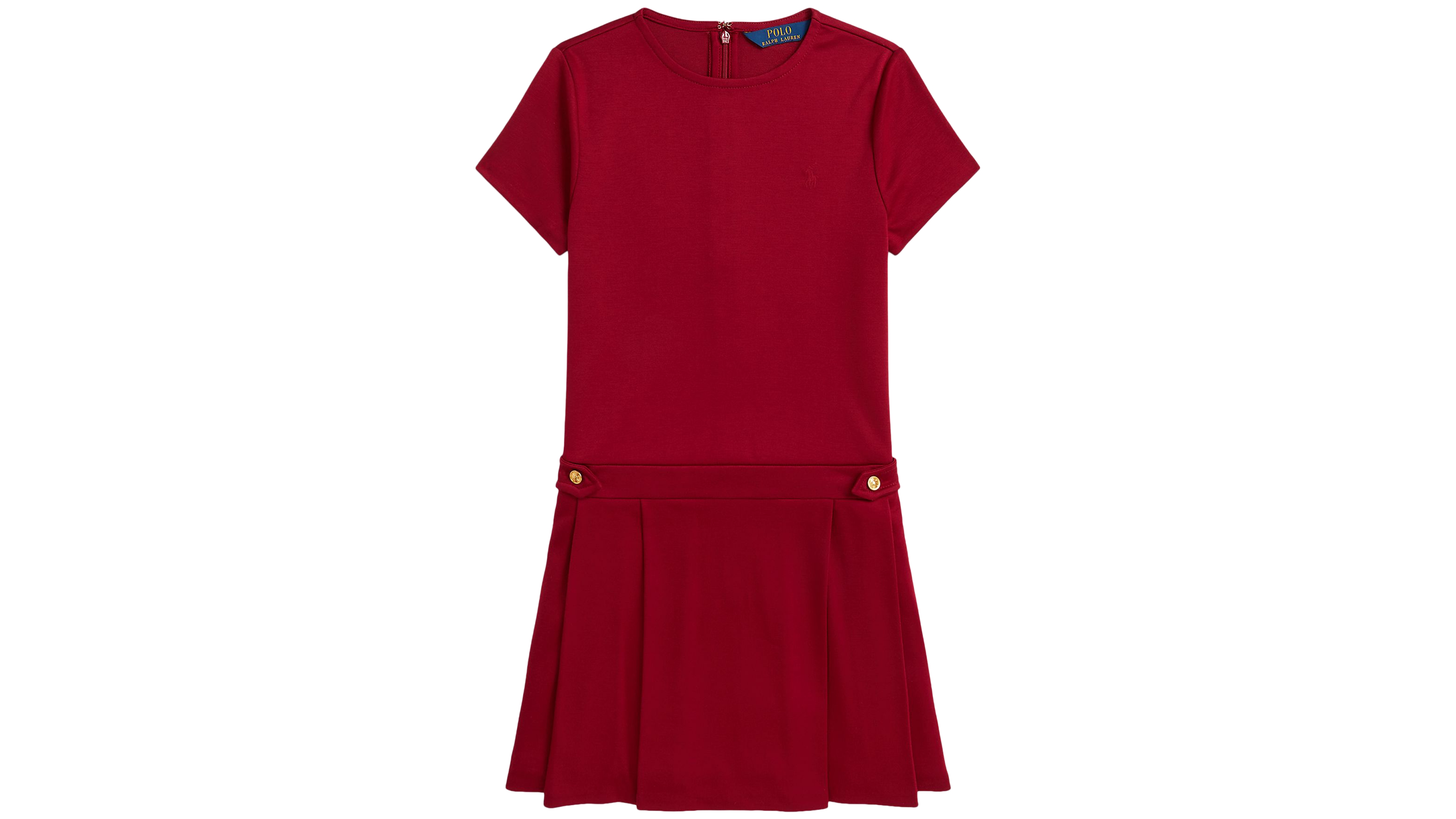 Polo Ralph Lauren Girls' 7-16 Pleated Ponte Short-Sleeve Dress
