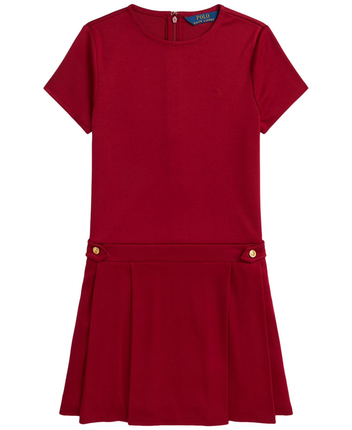 Girls' 7-16 Pleated Ponte Short-Sleeve Dress