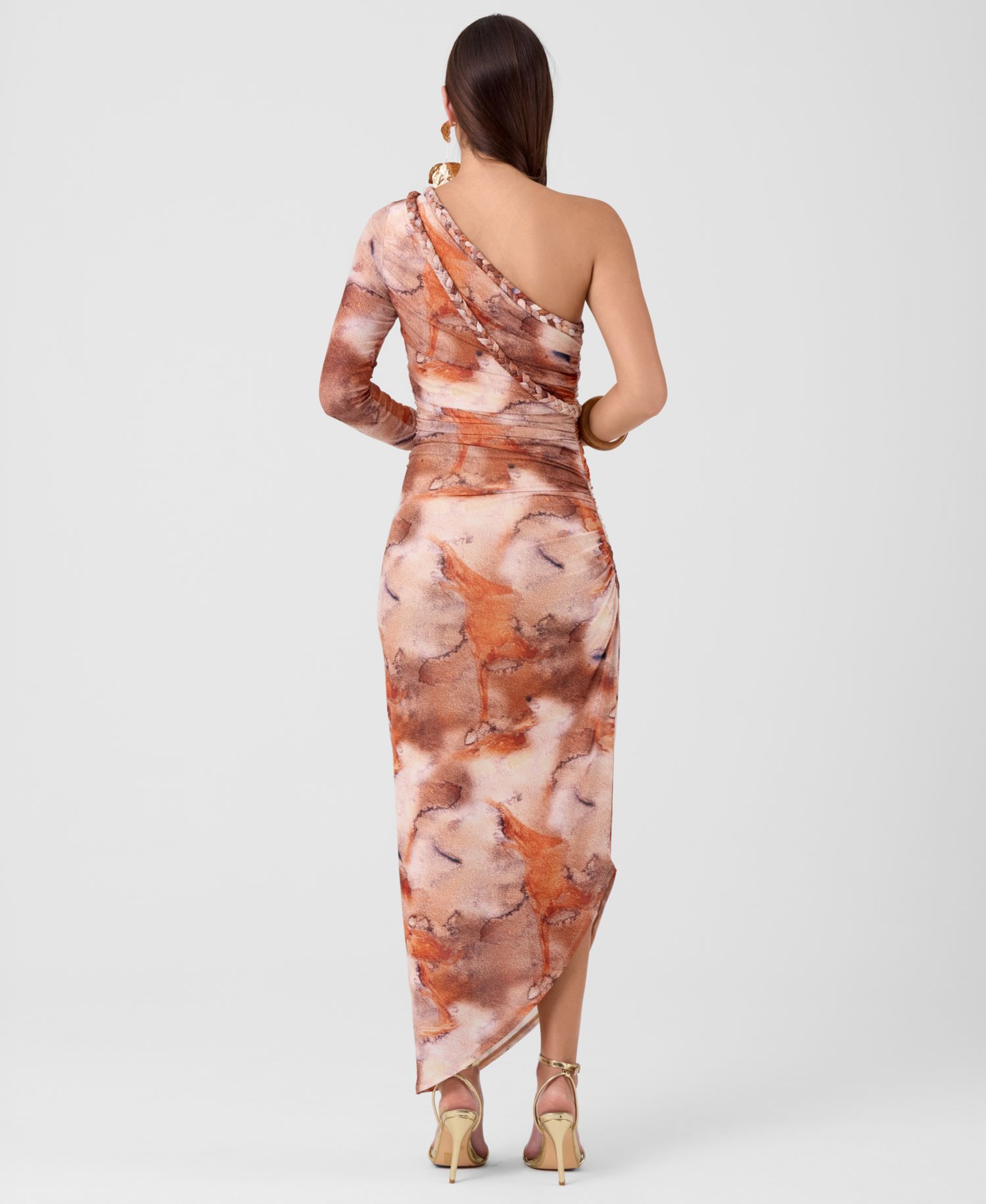Women's Noa One-Shoulder Long-Sleeve Ruched Midi Dress