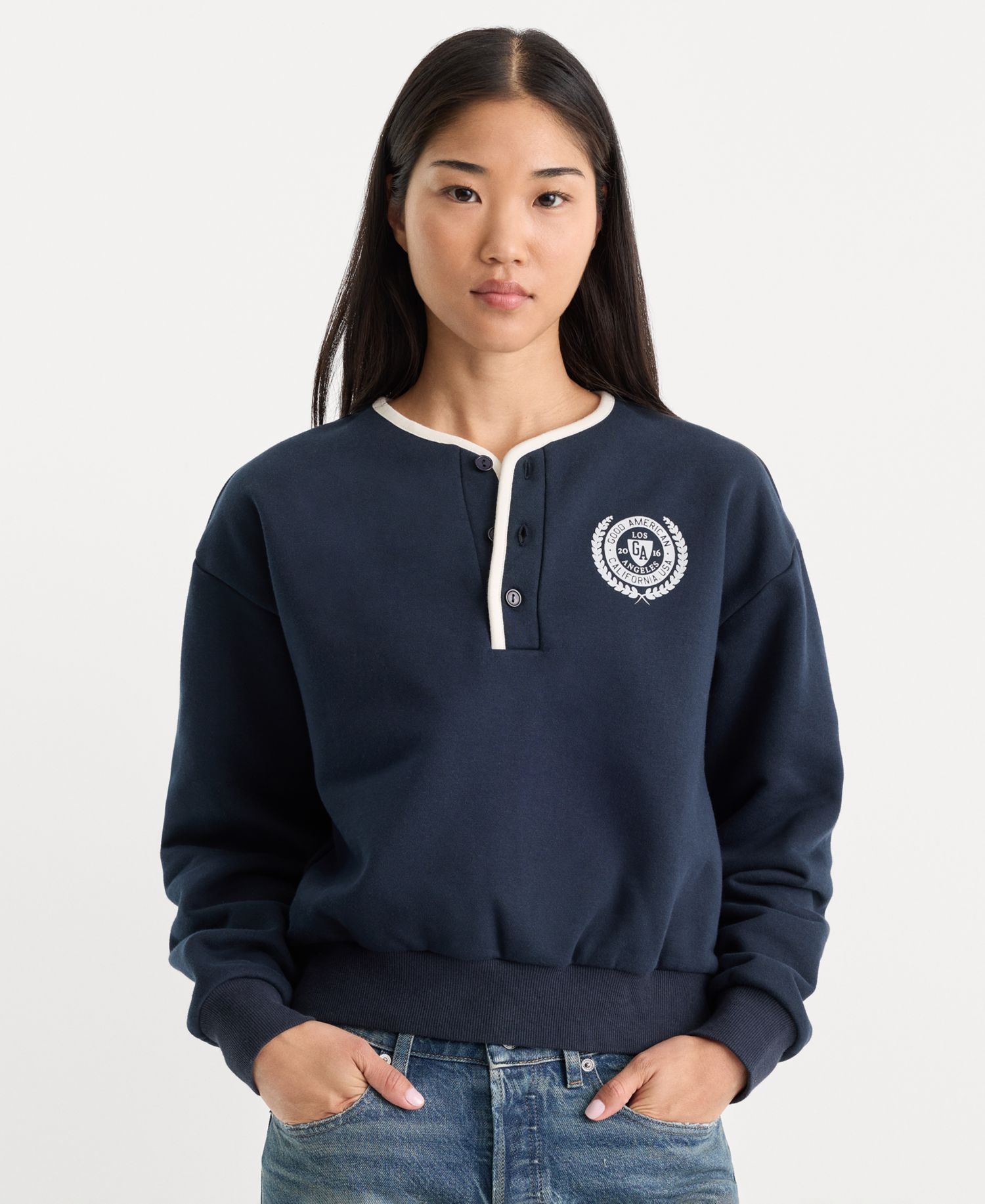 Women's The Brushed Fleece Henley Neck Top