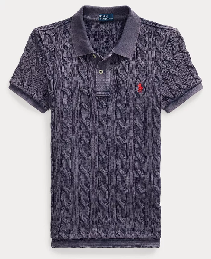 Women's Cable-Knit Polo Shirt - thumbnail 4