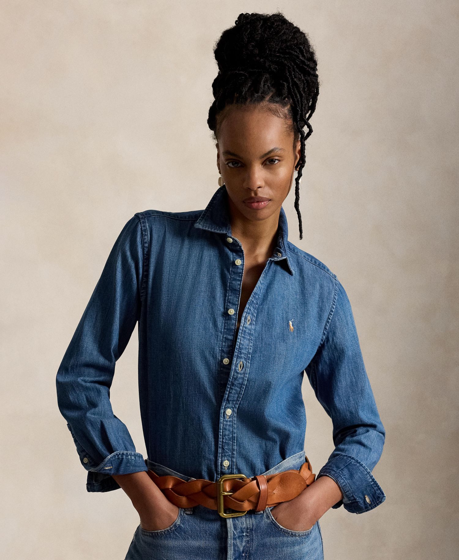 Women's Slim-Fit Denim Shirt