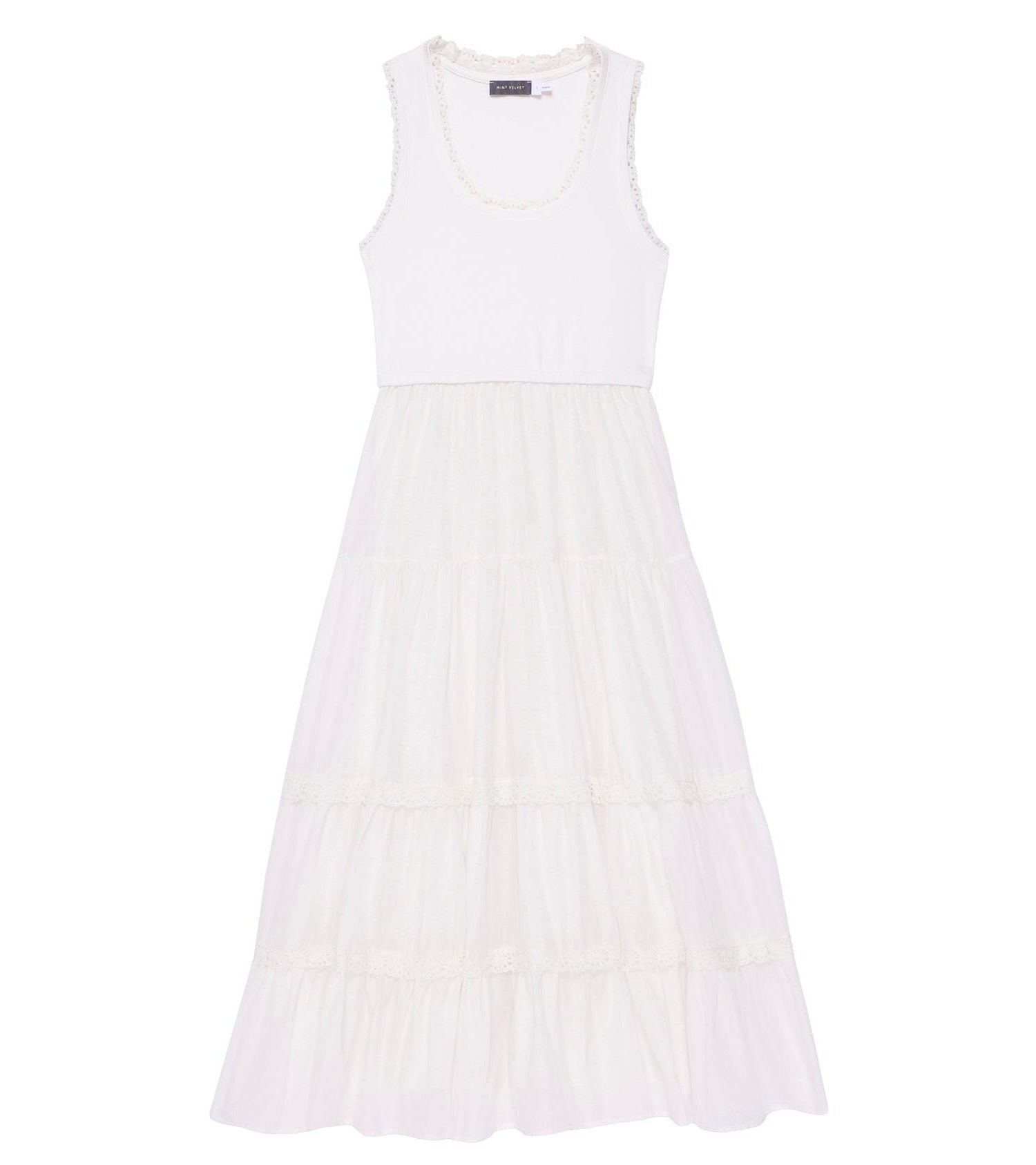 Women's Crochet Trim Tiered Sleeveless Dress