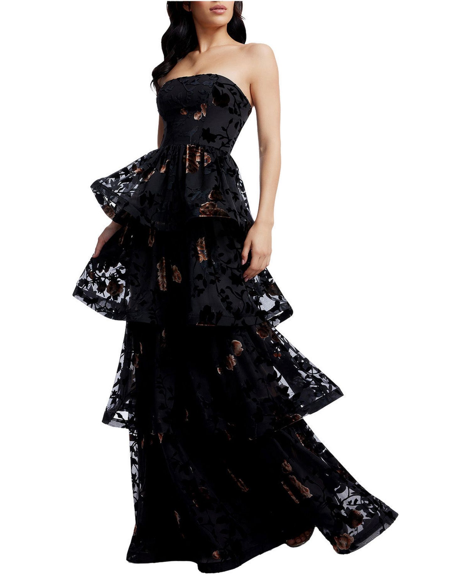 Women's Willa Strapless Tiered Floral-Print Gown