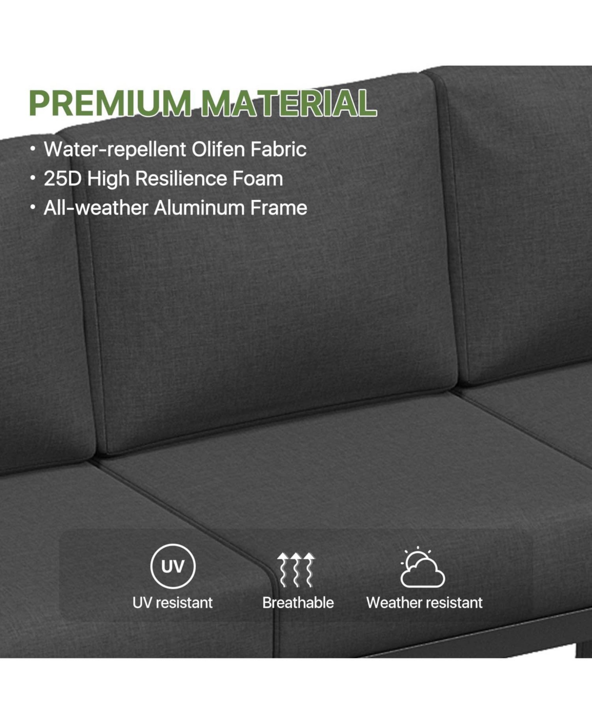 Aoxun Outdoor Patio Conversation Set Durable Aluminum Sofas, Plush Cushions