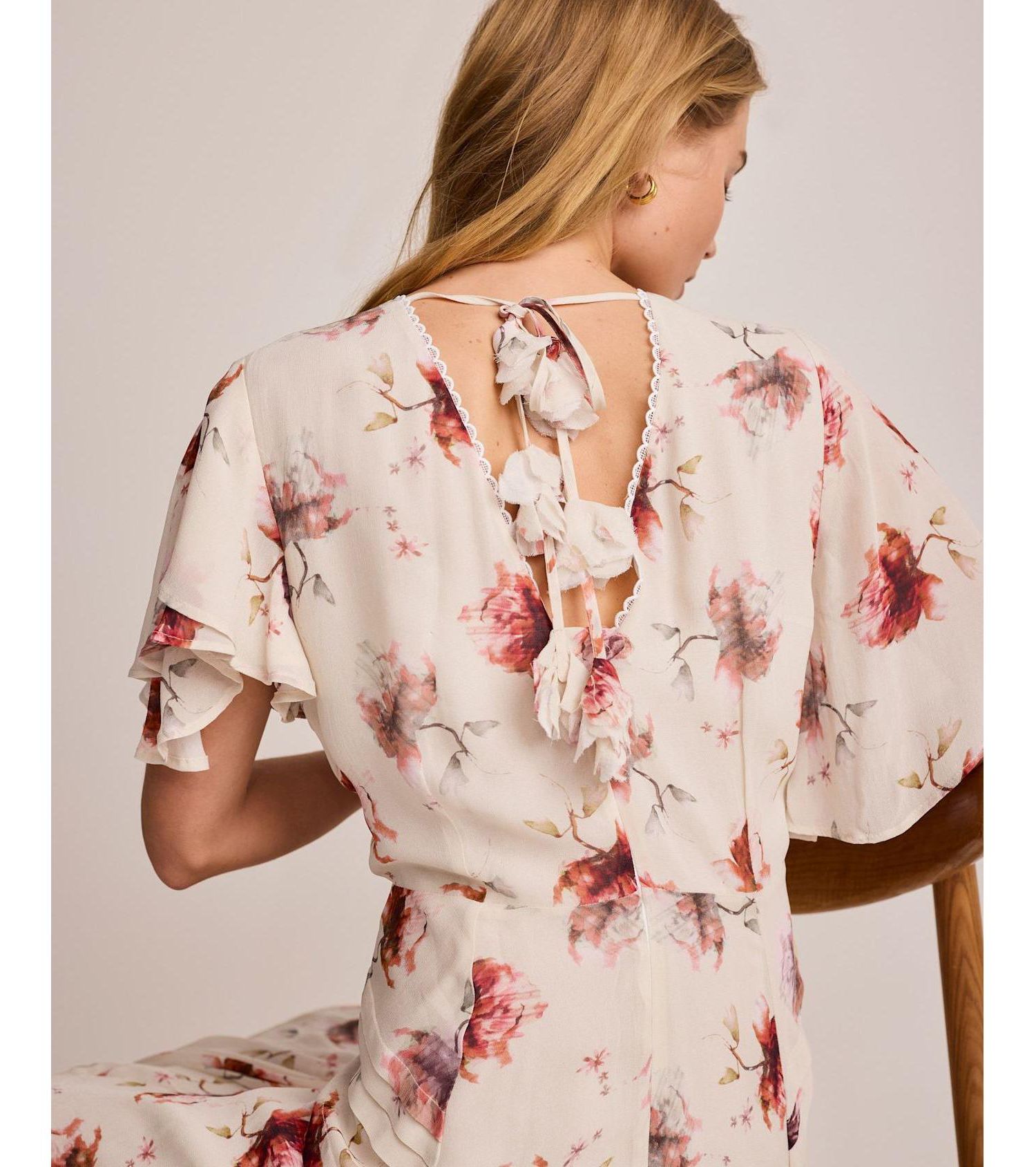 Women's Soft Bloom Floral-Print V-Neck Midi Dress