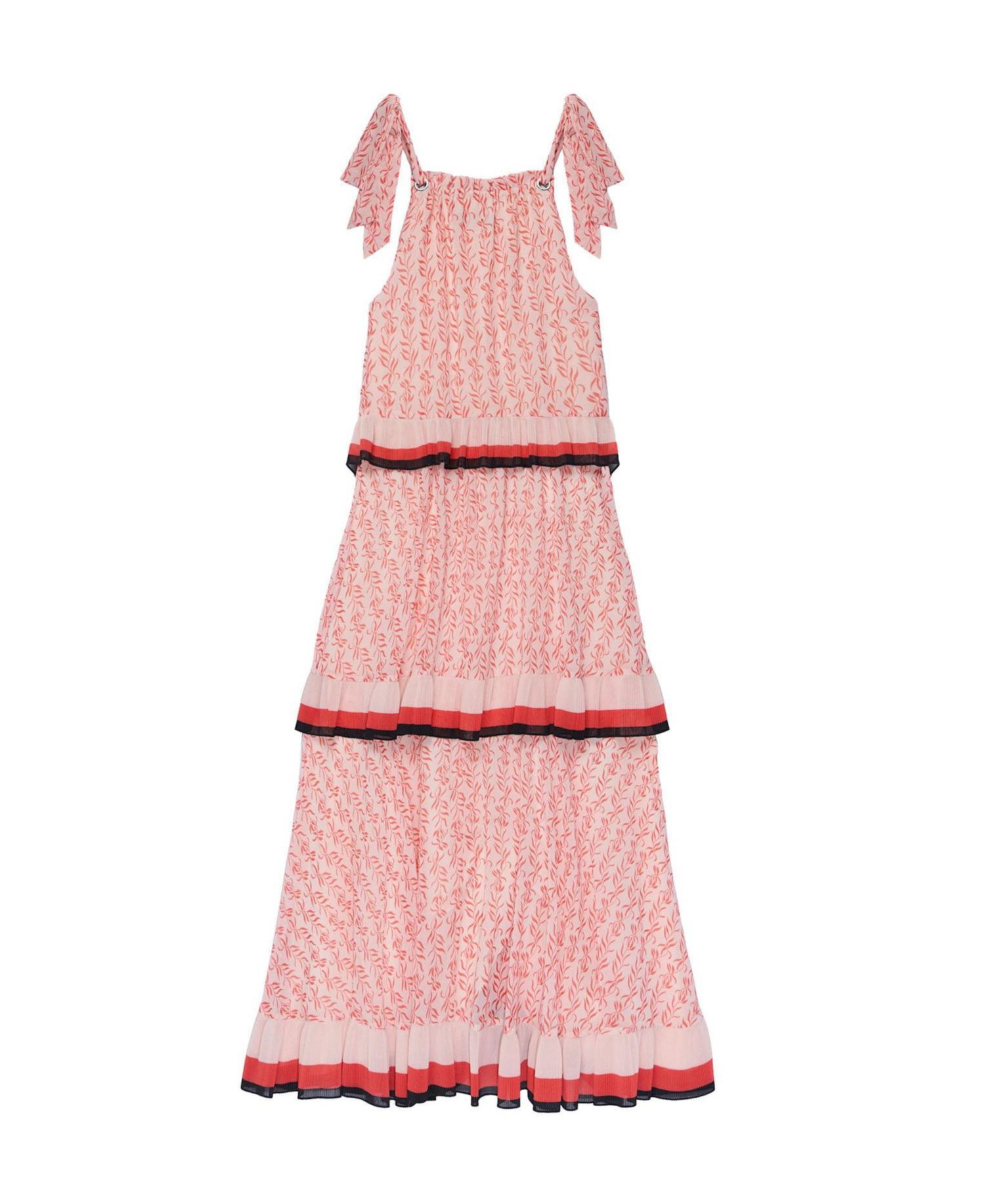 Women's Printed Halter Tiered Midi Dress
