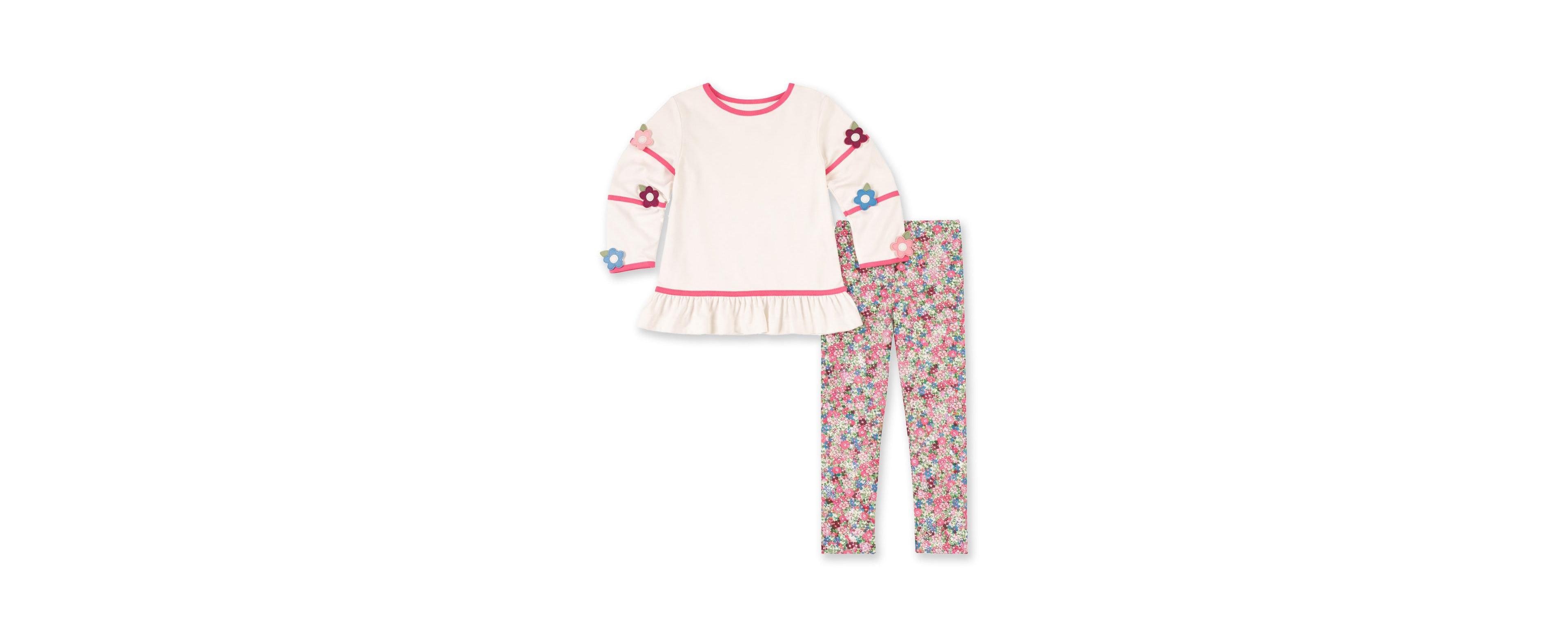 Florence Eiseman Toddler Girls (2T-4T) Knit Tunic Set with Flowers.