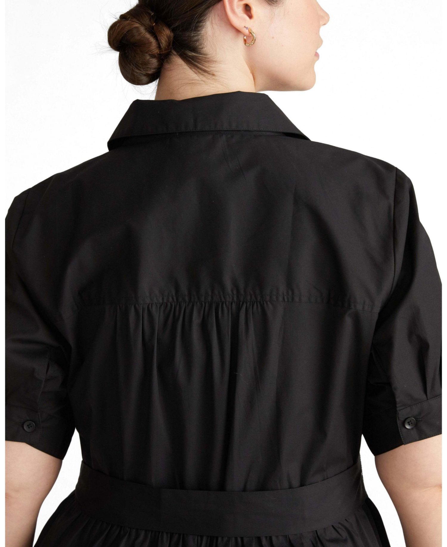 Plus Size City Midi-Length Button-Front Poplin Shirtdress