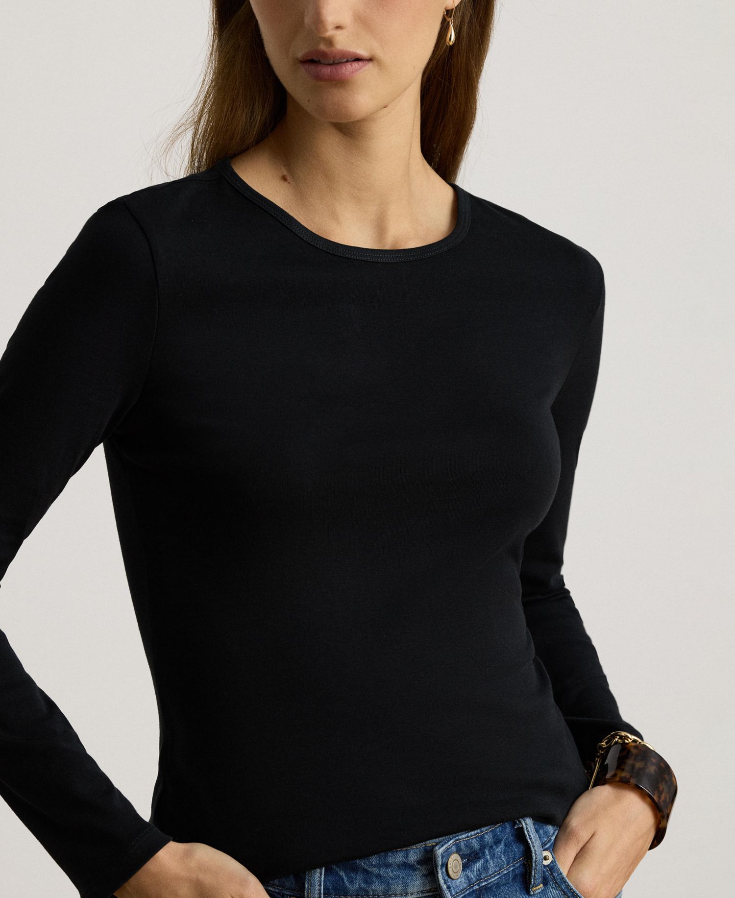 Cotton-Blend Long-Sleeve Top