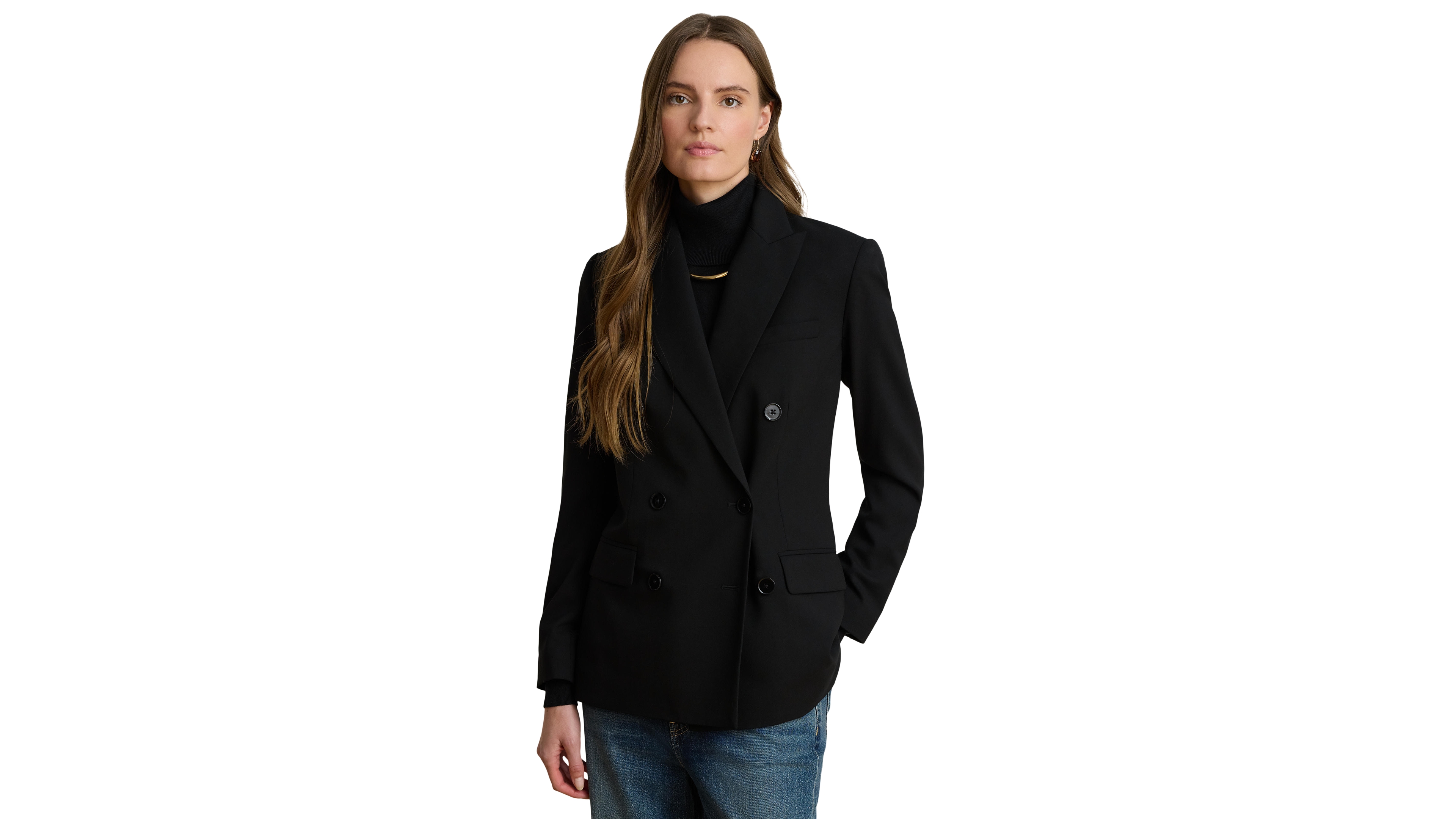 Lauren Ralph Women's Double-Breasted Wool Crepe Blazer