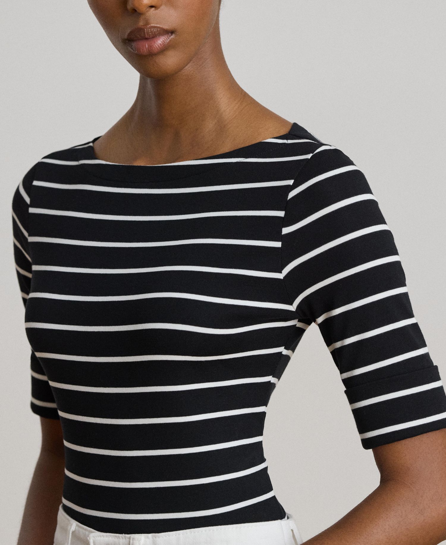 Women's Striped Boat Neck Top