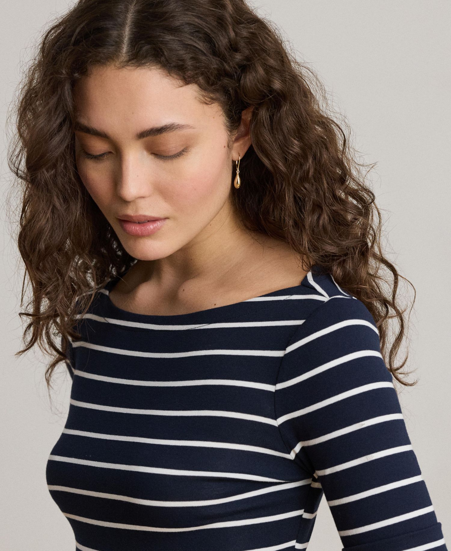 Women's Striped Boat Neck Top