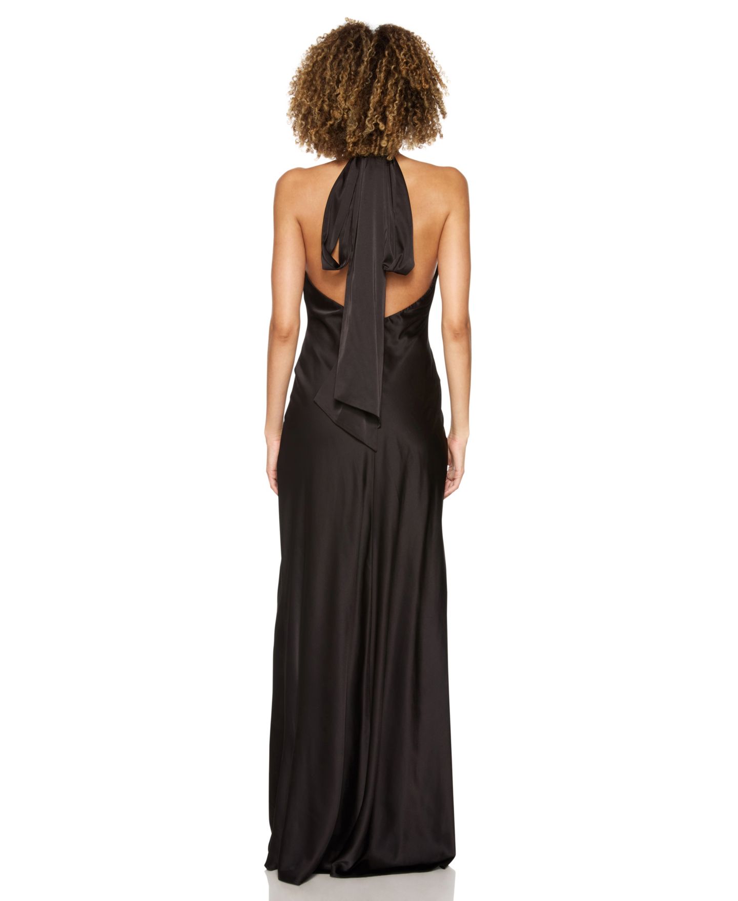 Женские платья B Darlin Juniors' Halter-Neck Satin Back-Neck Tie Gown, цвет: Чёрный — фото 5