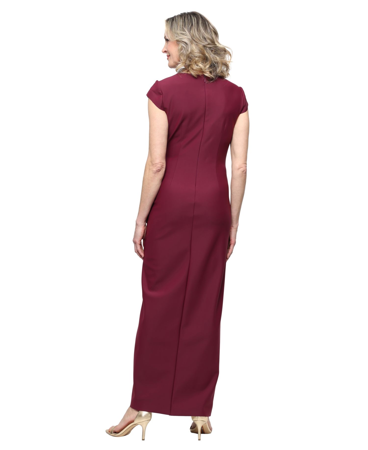 Women's Contour Collection Long Square Neck Cap-Sleeve Dress