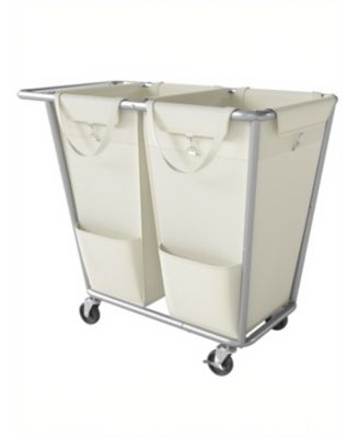 190L Double Laundry Hamper with Wheels, 2 Section Laundry Sorter, 30.5 x 16.1 x 31.9 Inches