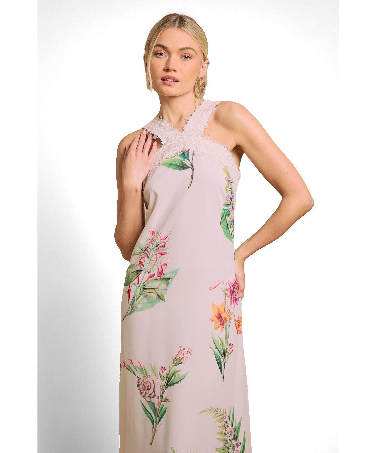 Women's Halter Neck Floral Maxi Dress