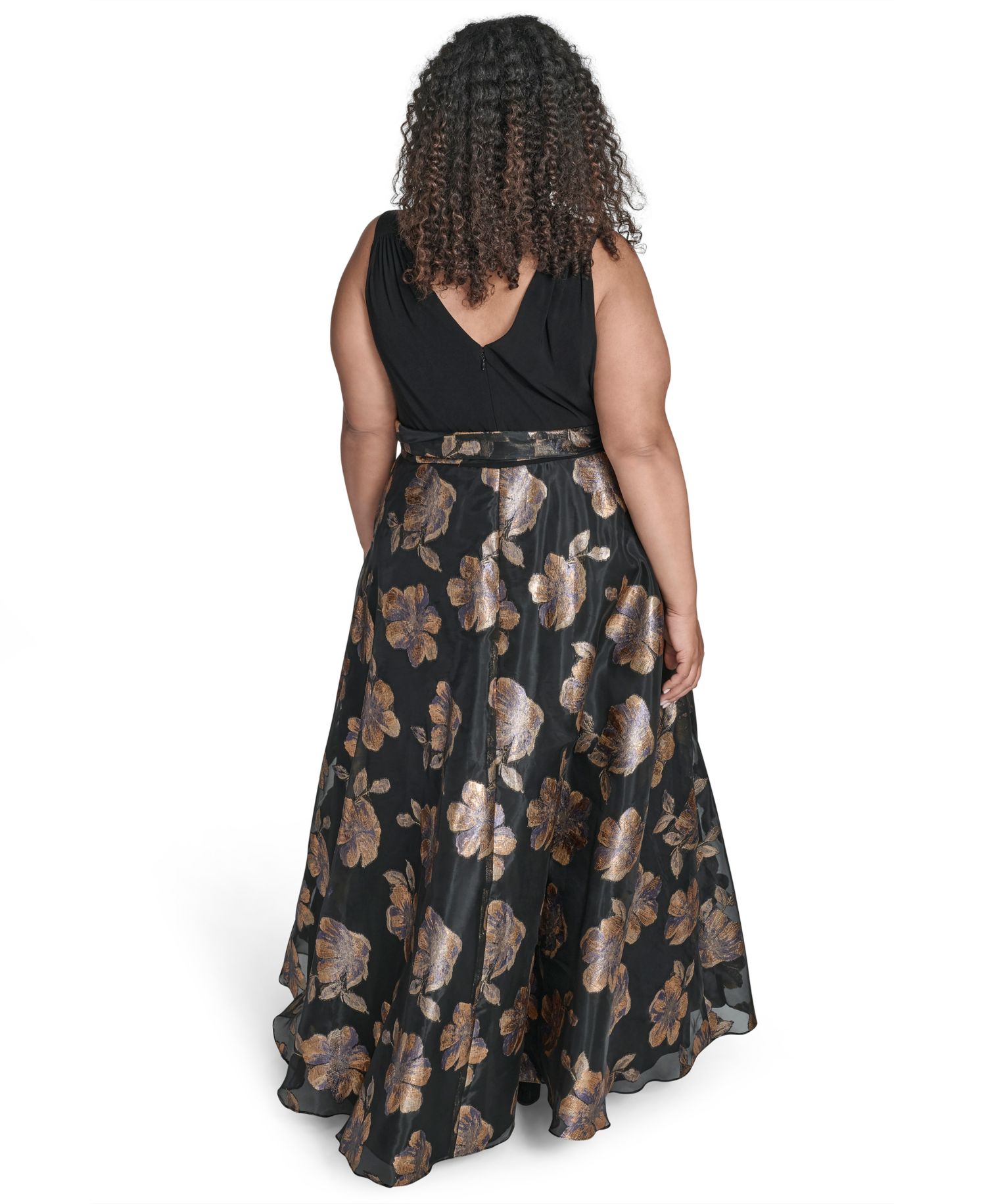 Plus Size Wrap Surplice V-Neck Sleeveless Gown
