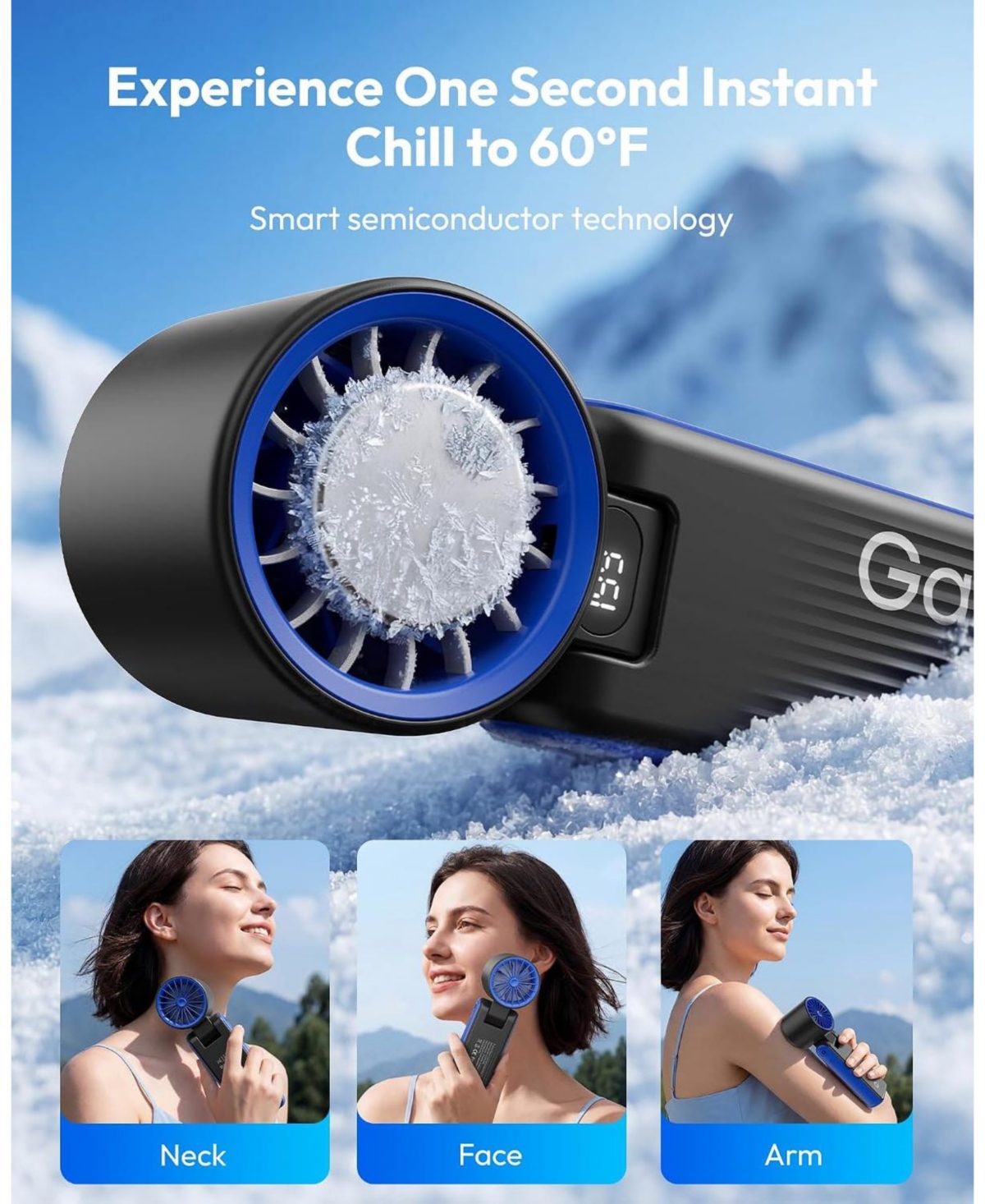 Gaiatop Portable Handheld Turbo Fan with Ice Cooler, 6000mAh 32H Cooling Fan Portable, 199 Speeds Personal Fans