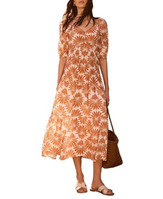 Women's Floral V-Neck A-Line Midi Dress