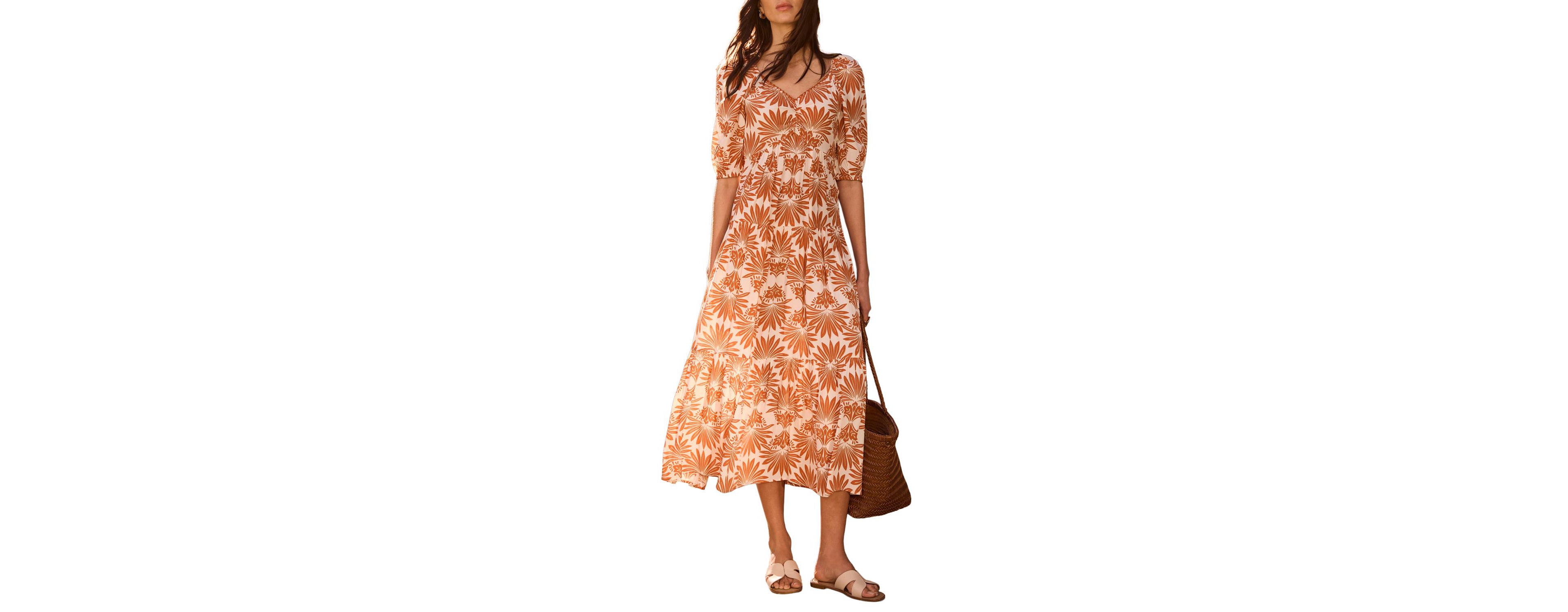 Mint Velvet Women's Floral V-Neck A-Line Midi Dress