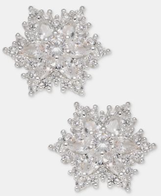Cubic Zirconia Snowflake Stud Earrings