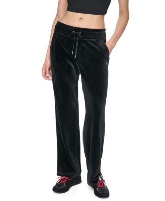 Women's Mid-Rise Velour Wide-Leg Track Pants